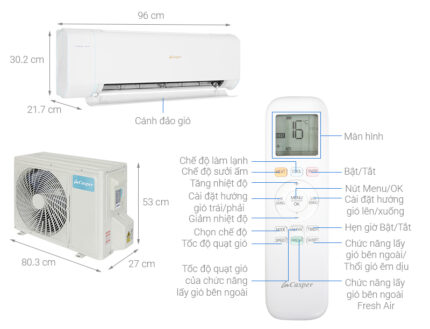Bản vẽ kĩ thuật Điều Hòa Casper Inverter XH-09IF35 9000Btu 2 Chiều