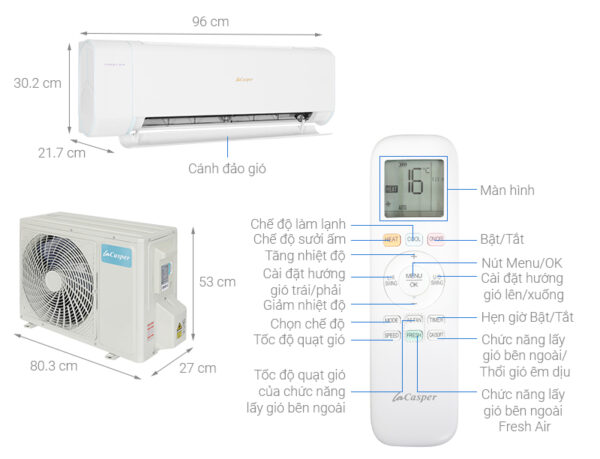 Bản vẽ kĩ thuật Điều Hòa Casper Inverter XH-09IF35 9000Btu 2 Chiều