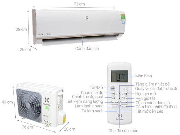 Bản vẽ kĩ thuật Điều Hòa Electrolux Inverter ESV09CRO-A3 9000Btu 1 Chiều