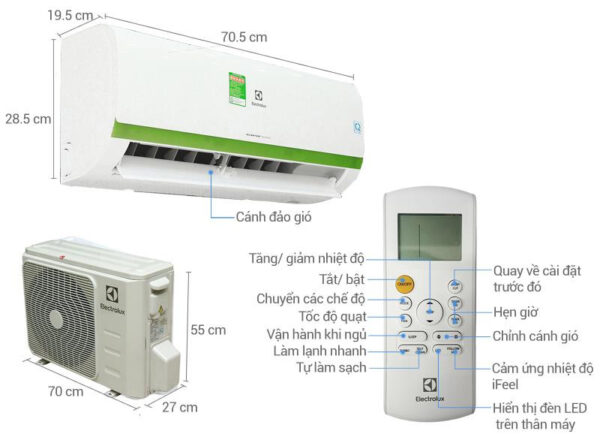 Bản vẽ kĩ thuật Điều Hòa Electrolux Inverter ESV09CRR-C7 9000Btu 1 Chiều