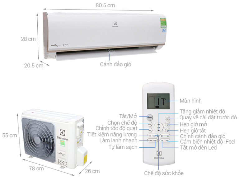 Bản vẽ kĩ thuật Điều Hòa Electrolux Inverter ESV12CRO-A3 12000Btu 1 Chiều