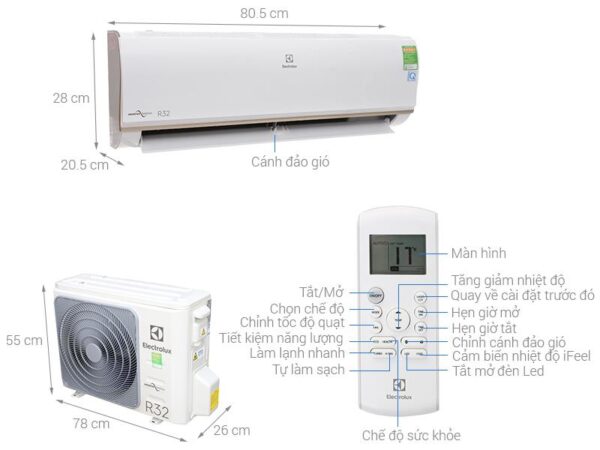 Bản vẽ kĩ thuật Điều Hòa Electrolux Inverter ESV12CRS-B2 12000Btu 1 Chiều