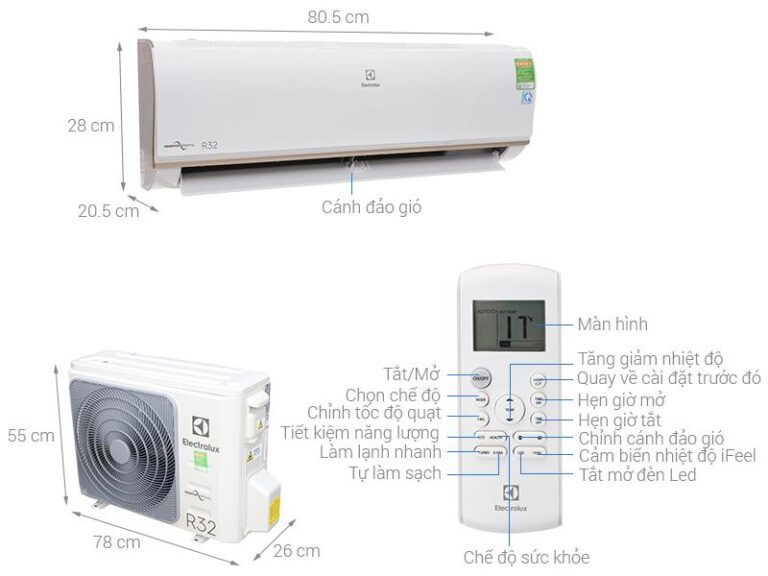 Bản vẽ kĩ thuật Điều Hòa Electrolux Inverter ESV12CRS-B2 12000Btu 1 Chiều