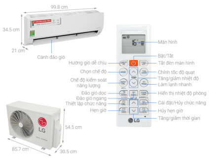 Bản vẽ kĩ thuật Điều Hòa LG Inverter V18API1 9000Btu 1 Chiều