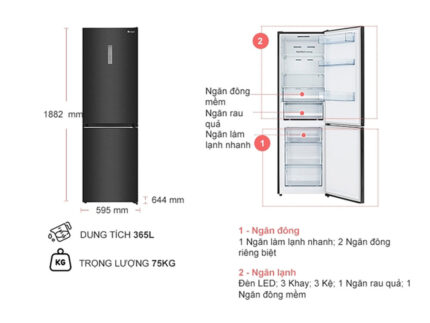 Thông số kĩ thuật Tủ Lạnh Casper Inverter RB-365VB 2 Cánh 325 Lít