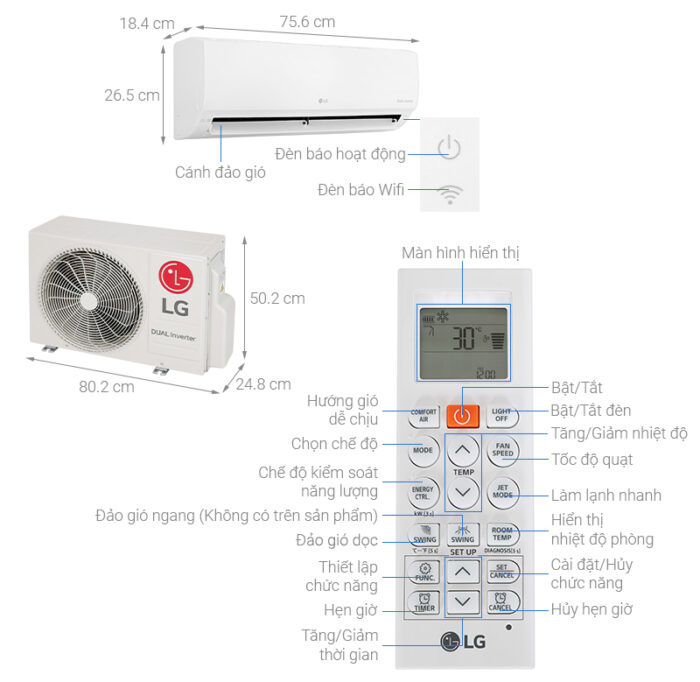 Điều hòa LG V10WIN1 9000BTU 1 chiều inverter - Ảnh 2