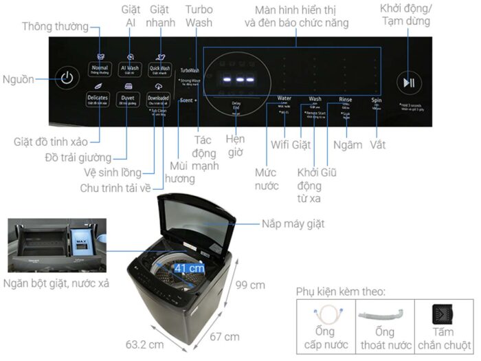 Máy giặt LG TV2519DV7B 19kg inverter - Ảnh 3