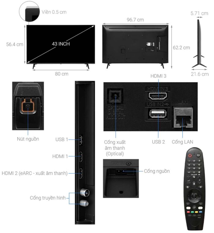 Tivi LG 43UQ8000PSC 43 inch 4K LED Smart - Ảnh 3