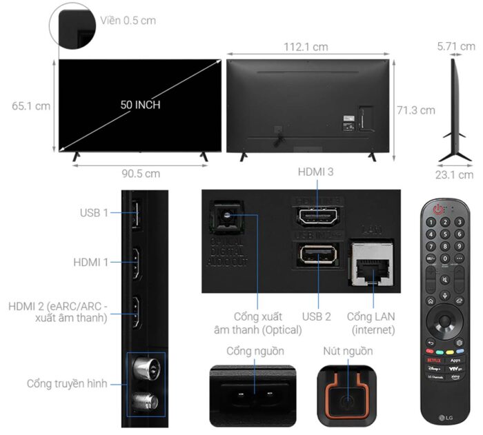 Tivi LG 50UT8050PSB 50 inch 4K LED Smart - Ảnh 2