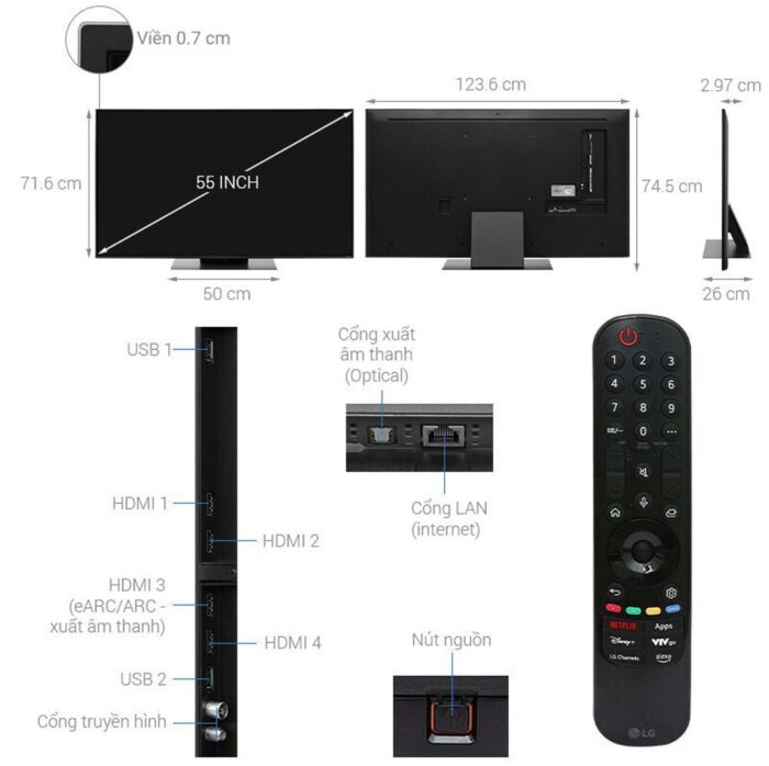 Tivi LG 55QNED86TSA 55 inch 4K QNED Smart - Ảnh 2