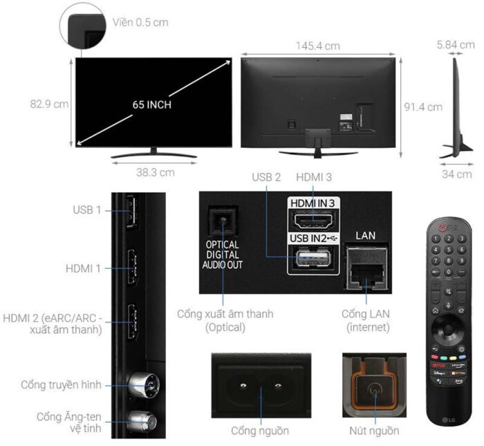 Tivi LG 65NANO76SQA 65 inch 4K NanoCell Smart - Ảnh 3
