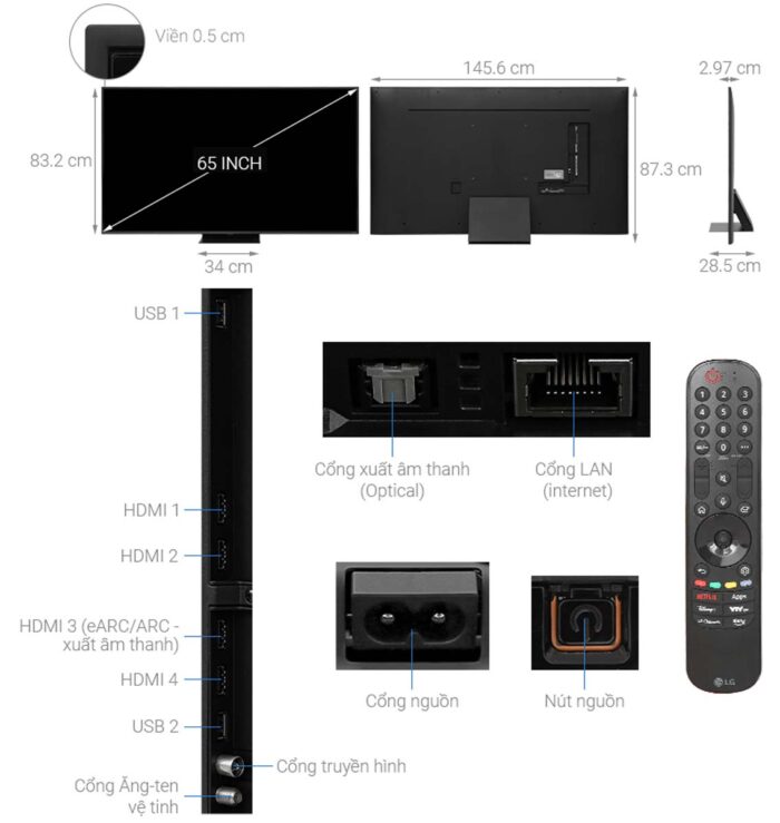 Tivi LG 65QNED86TSA 65 inch 4K QNED Smart - Ảnh 3