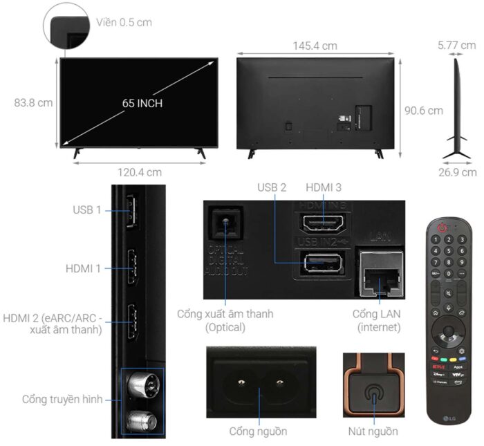 Tivi LG 65UT8050PSB 65 inch 4K LED Smart - Ảnh 3