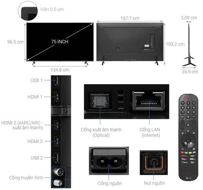 Tivi LG 75QNED80TSA 4K 75 inch QNED Smart - Ảnh 2
