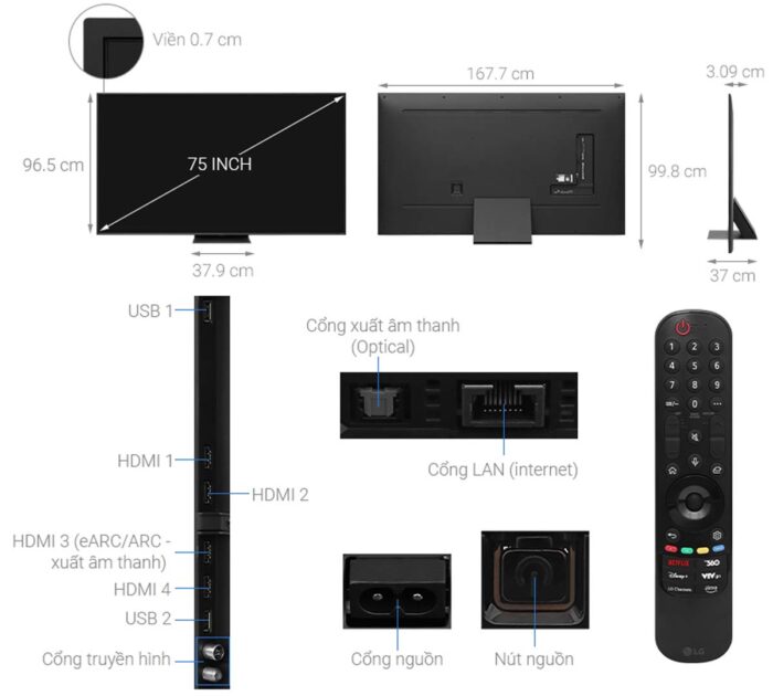 Tivi LG 75QNED86TSA 75 inch 4K QNED Smart - Ảnh 3