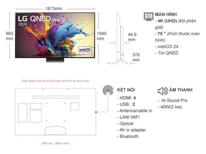 Tivi LG 75QNED91TSA 75 inch 4K QNED Smart - Ảnh 2