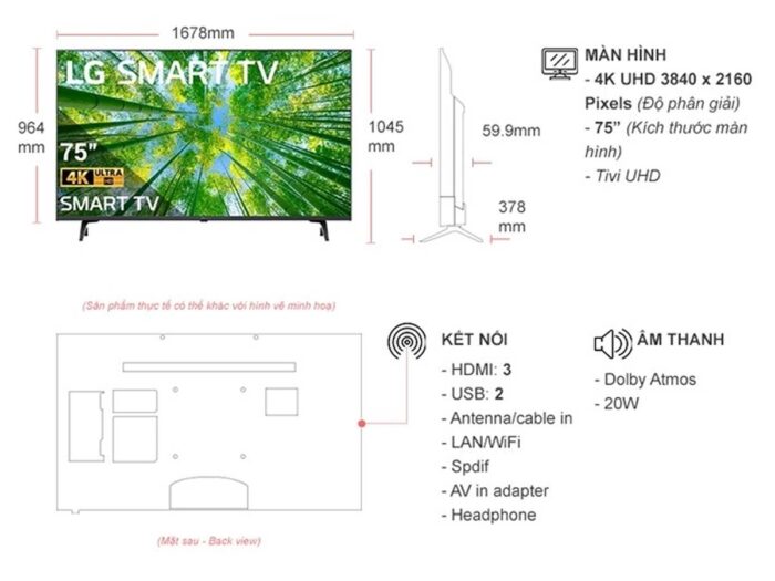 Tivi LG 75UQ8000PSC 75 inch 4K LED Smart - Ảnh 2