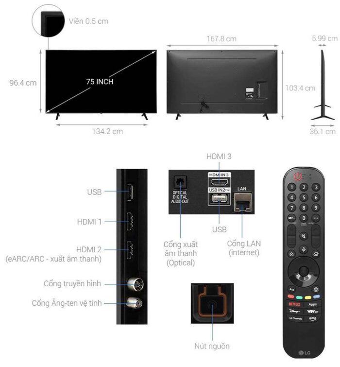 Tivi LG 75UR7550PSC 75 inch 4K LED Smart - Ảnh 3