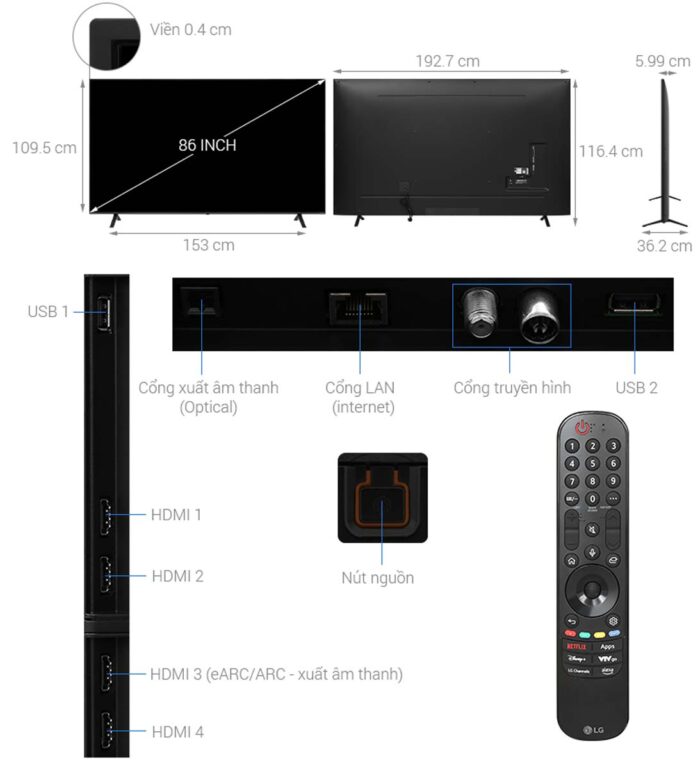 Tivi LG 86NANO81TSA 86 inch 4K NanoCell Smart - Ảnh 3
