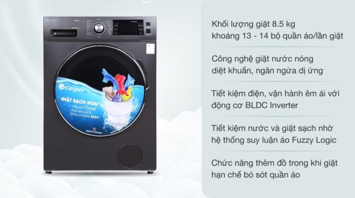 Máy giặt Casper WF-85I140BGB 8.5kg inverter - Ảnh 2