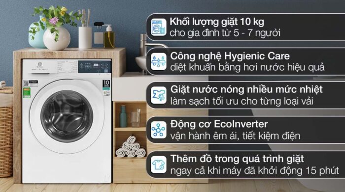 Máy giặt Electrolux EWF1024D3WB 10kg inverter - Ảnh 2