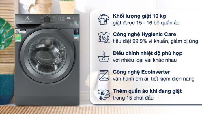 Máy giặt Electrolux EWF1024M3SB 10kg inverter - Ảnh 2