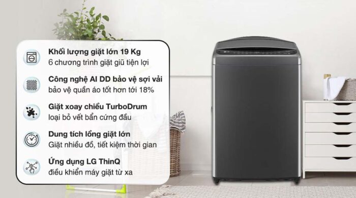 Máy giặt LG TV2519DV7B 19kg inverter - Ảnh 2