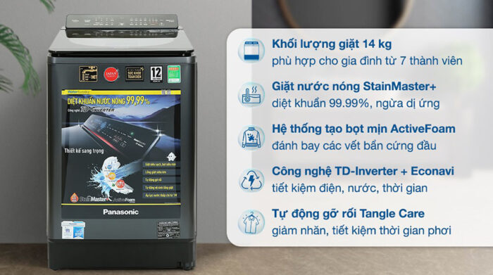 Máy giặt Panasonic NA-FD14V1BRV 14kg inverter - Ảnh 2