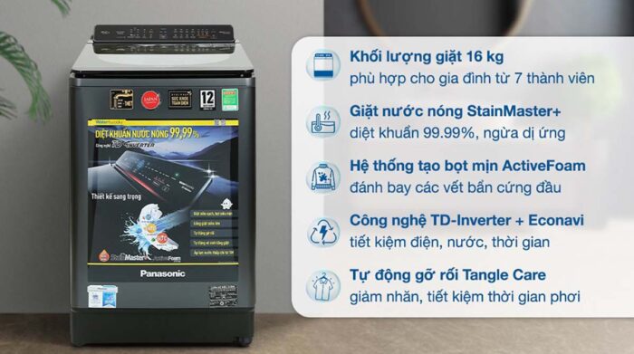 Máy giặt Panasonic NA-FD16V1BRV 16kg inverter - Ảnh 2