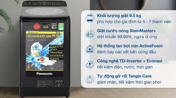 Máy giặt Panasonic NA-FD95V1BRV 9.5kg inverter - Ảnh 2