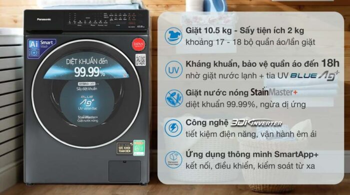 Máy giặt Panasonic NA-V10FR1BVT 10kg - Ảnh 2