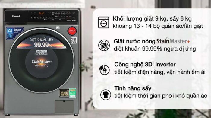 Máy giặt sấy Panasonic NA-S96FC1LVT 9kg 6kg - Ảnh 2