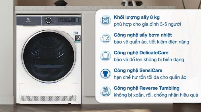 Máy sấy quần áo Electrolux EDH803Q7WB 8Kg - Ảnh 2