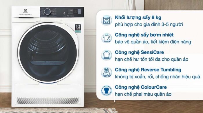 Máy sấy quần áo Electrolux EDH804H5WB 8Kg - Ảnh 2