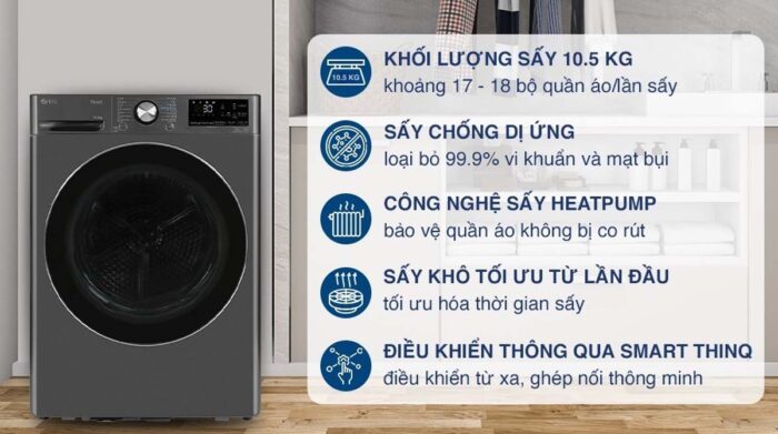 Máy sấy quần áo LG DVHP50B 10.5Kg inverter - Ảnh 2