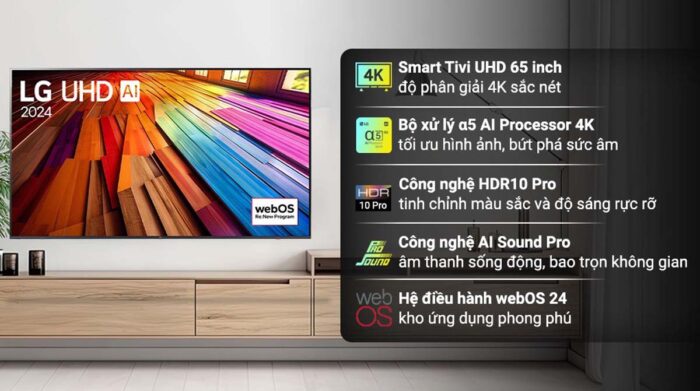 Tivi LG 65UT8050PSB 65 inch 4K LED Smart - Ảnh 2