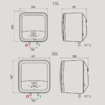 Bản vẽ kỹ thuật Bình nóng lạnh ARISTON ANDRIS2 AN2 15 30 TOP WIFI 15L 30L lít vuông gián tiếp