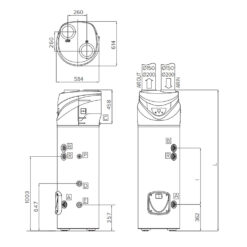 Bản vẽ kỹ thuật Máy nước nóng bơm nhiệt heat pump Ariston NUOS PRIMO 240 HC A+ 240 lít