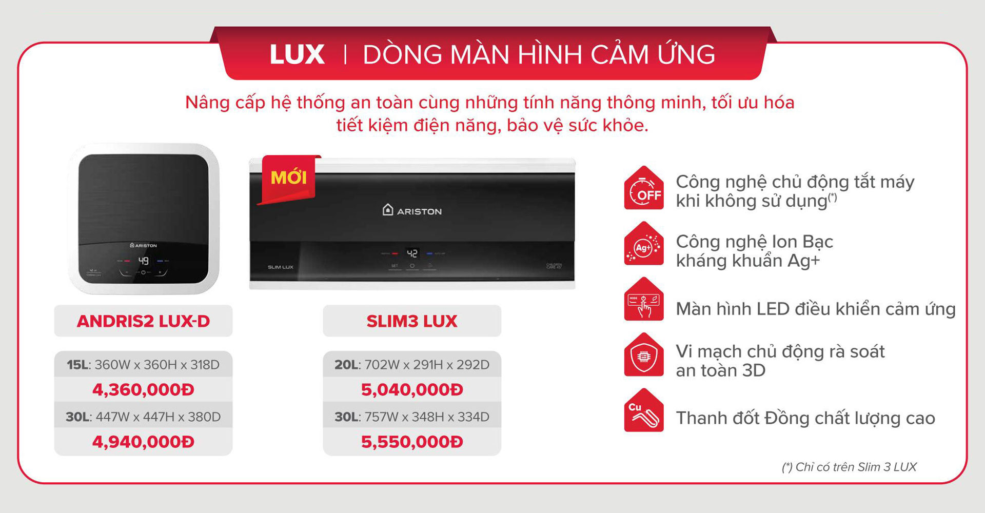 Binh nong lanh Ariston anris2 lux d slim3