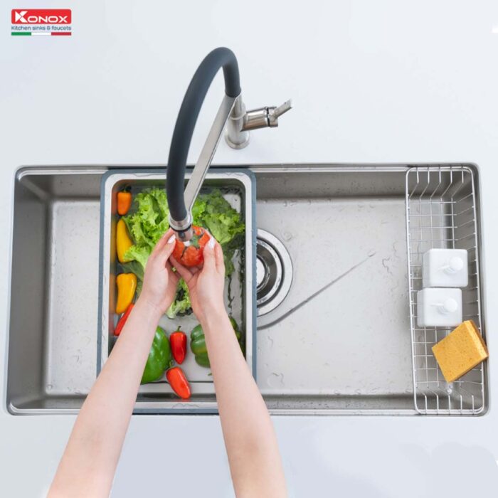 Chậu rửa bát inox KONOX TARI 8748SR 1 hố - Ảnh 9