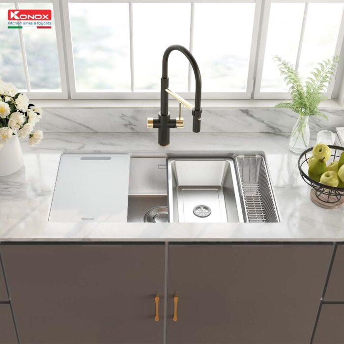 Chậu rửa bát inox KONOX TARI 8748SR 1 hố - Ảnh 20