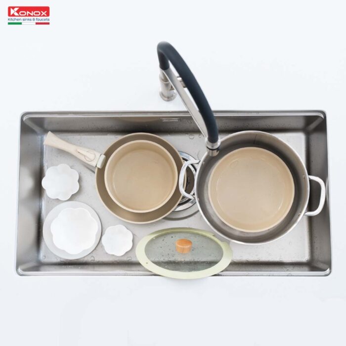 Chậu rửa bát inox KONOX TARI 8748SR Basic 1 hố - Ảnh 5
