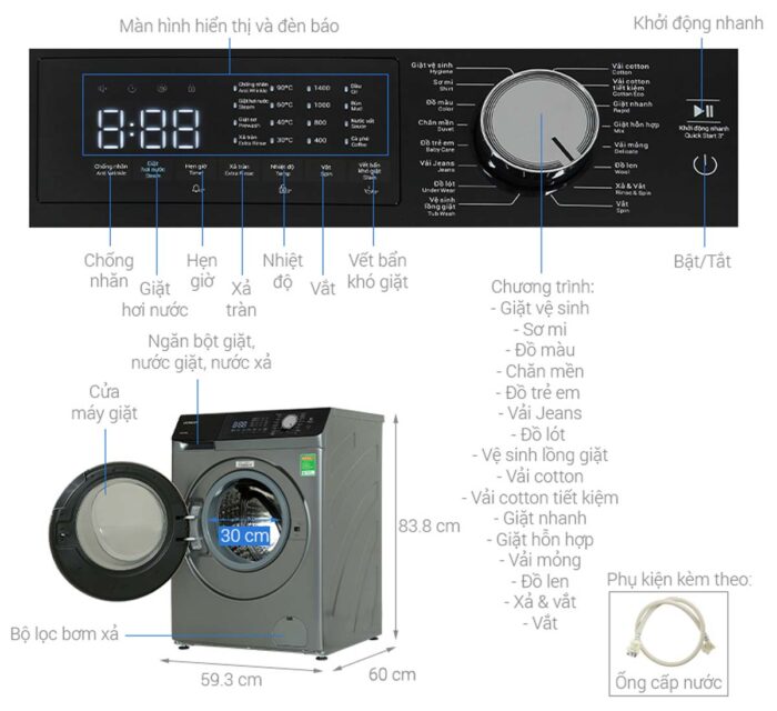 Máy giặt Hitachi BD-954HVOW 9.5kg inverter - Ảnh 2