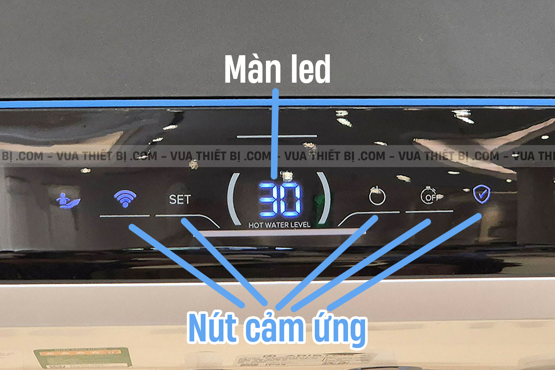 hệ thống Màn hình LED & điều khiển cảm ứng trên bình nóng lạnh ariston slim3 top wifi 20 30 lít ngang