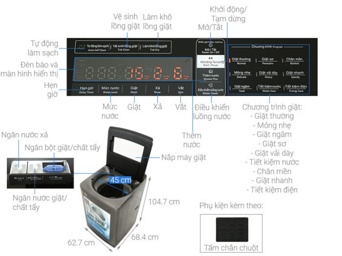 Máy giặt Hitachi SF-140TCV 14kg inverter - Ảnh 10