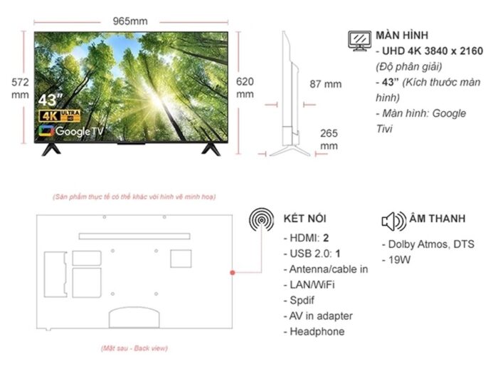 Tivi TCL 43P735 43 inch 4K LED Google - Ảnh 2
