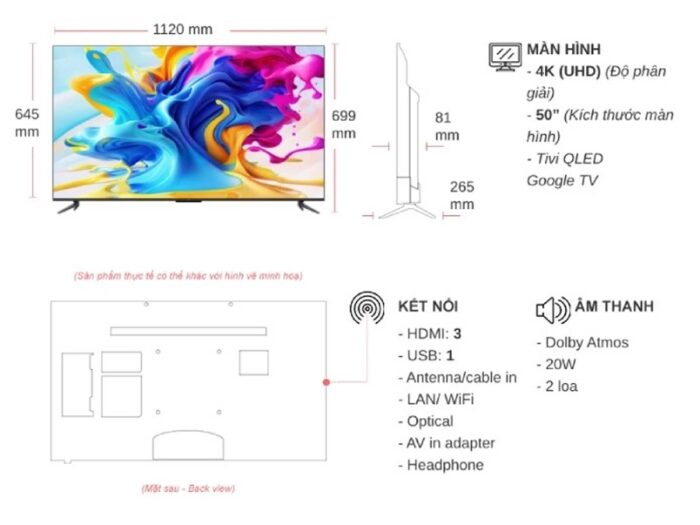 Tivi TCL 50C645 50 inch 4K QLED Google - Ảnh 2