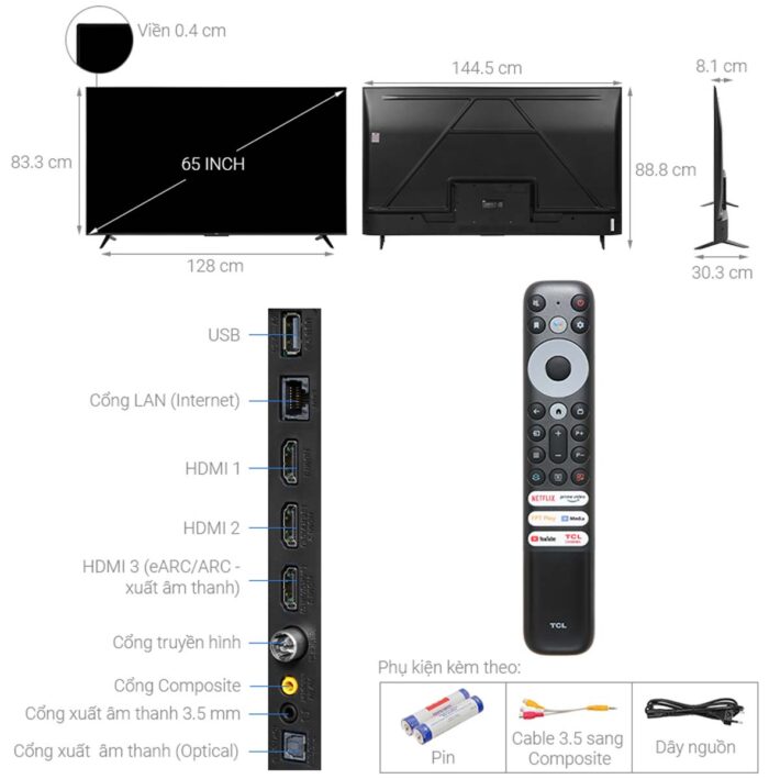 Tivi TCL 65P635 65 inch 4K LED Google - Ảnh 3