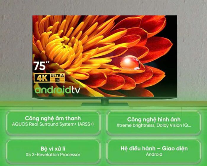Tivi Sharp 4T-C75FV1X 75 inch 4K XLED Android - Ảnh 2