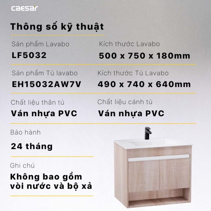 Tủ lavabo CAESAR LF5032 EH15032AW7V - Ảnh 2